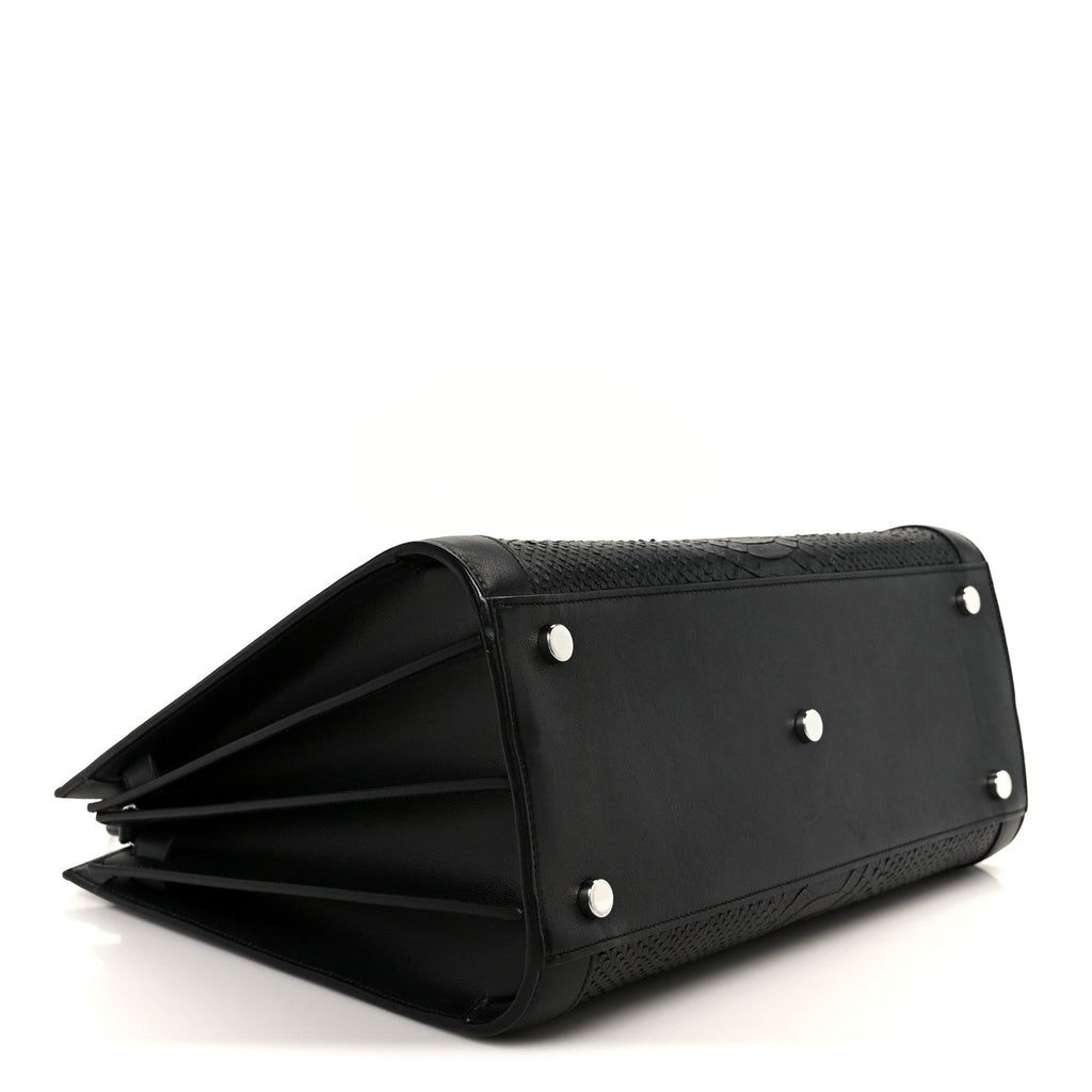 Python Calfskin Embossed Small Sac de Jour Black