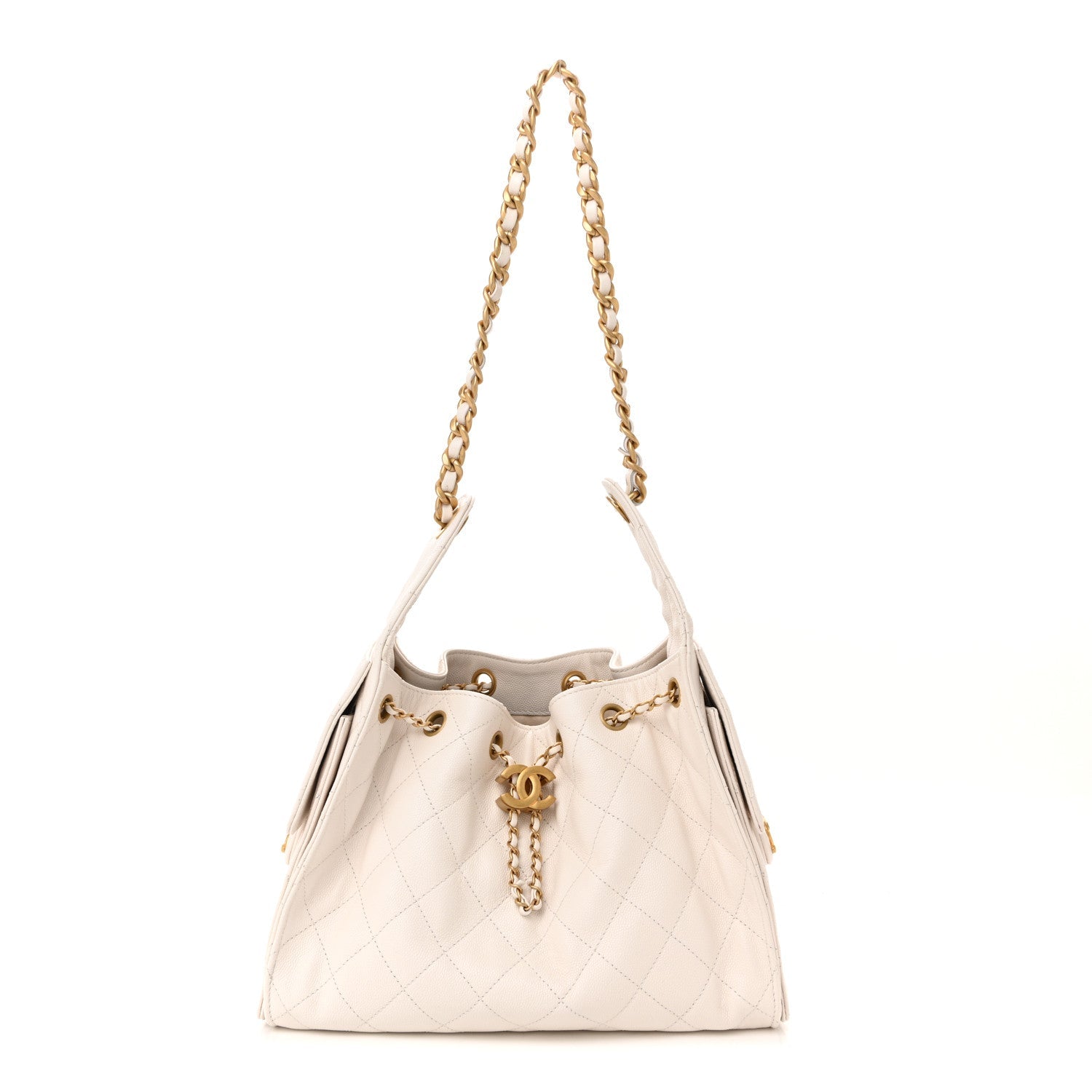 Caviar Quilted Small Chanel 25 Handbag White