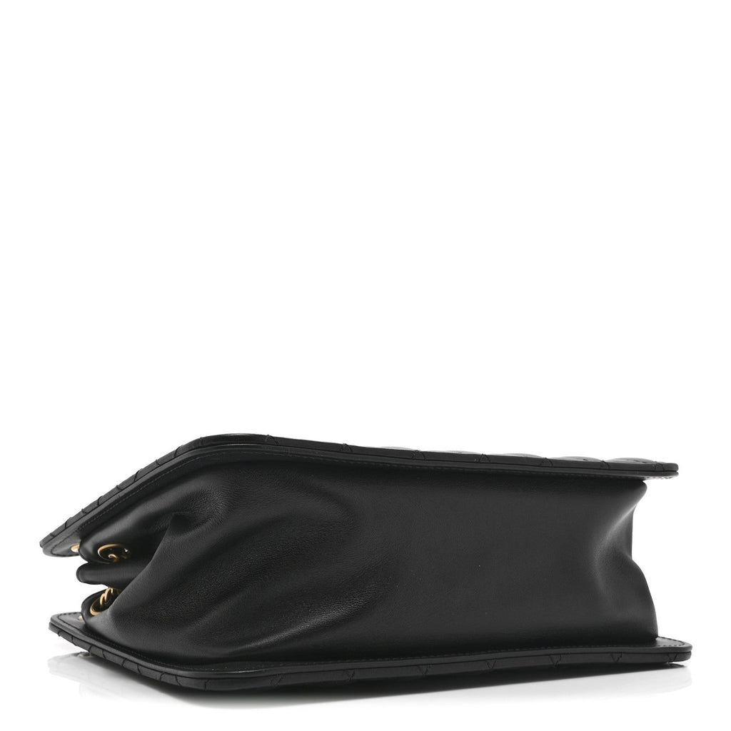 Calfskin Quilted CC Chain Accordion Tote Black