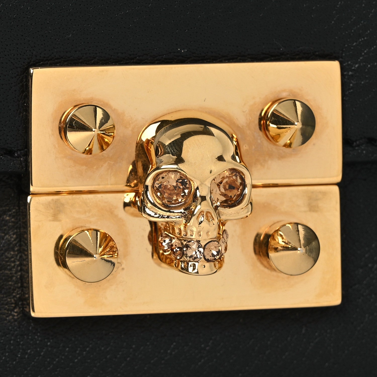 Calfskin Skull Mini Clutch Black