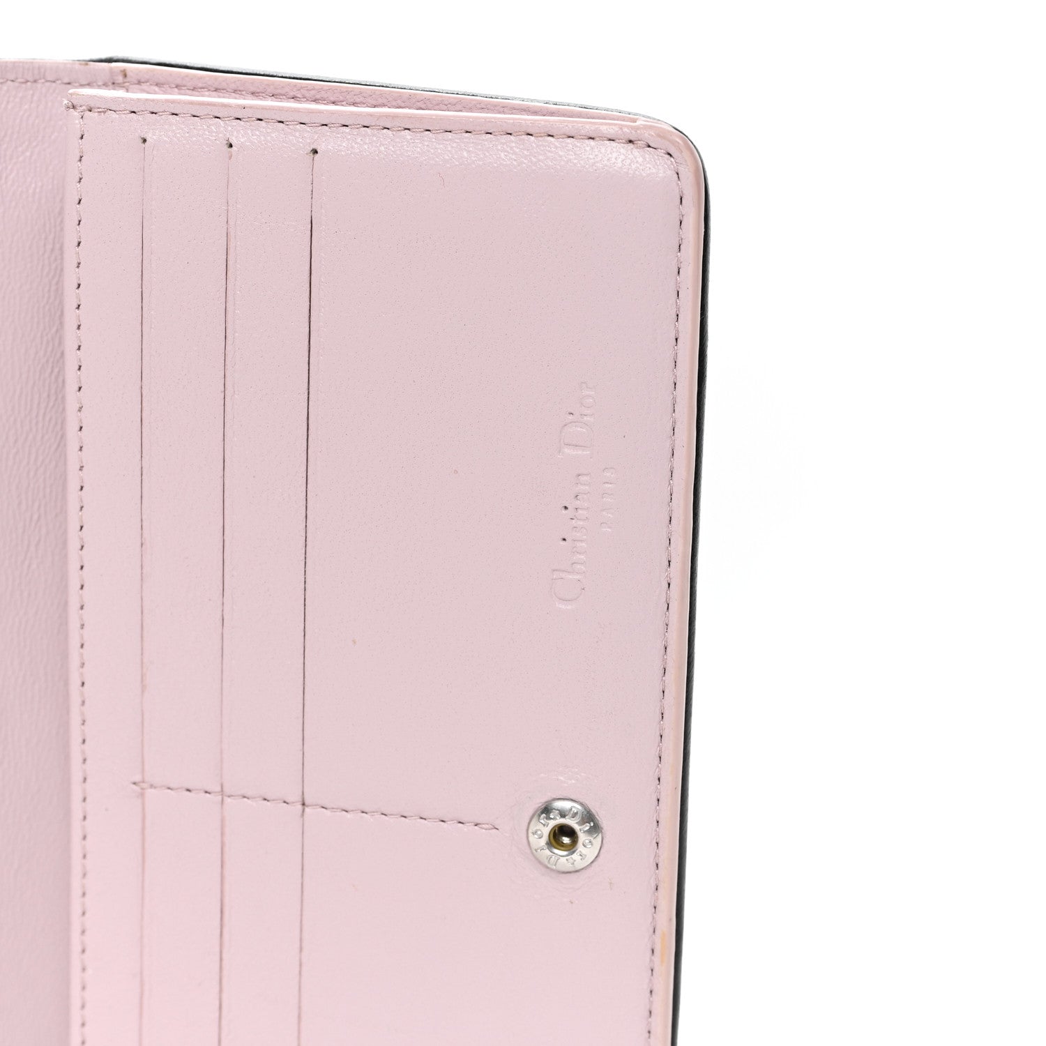 Lambskin Cannage Bi-Color Lady Dior Flap  Holder Black Mauve Pink