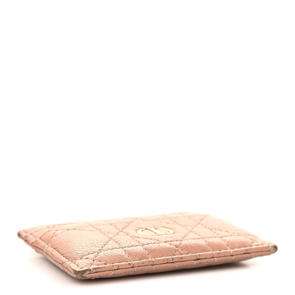 Supple Calfskin Cannage Caro Five-Slot  Holder Rose Des Vents