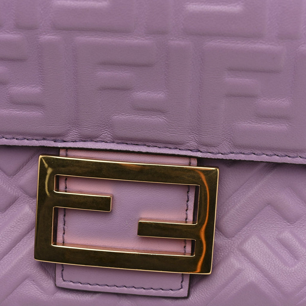 Nappa FF Embossed Small Midi Chain Baguette Violetta