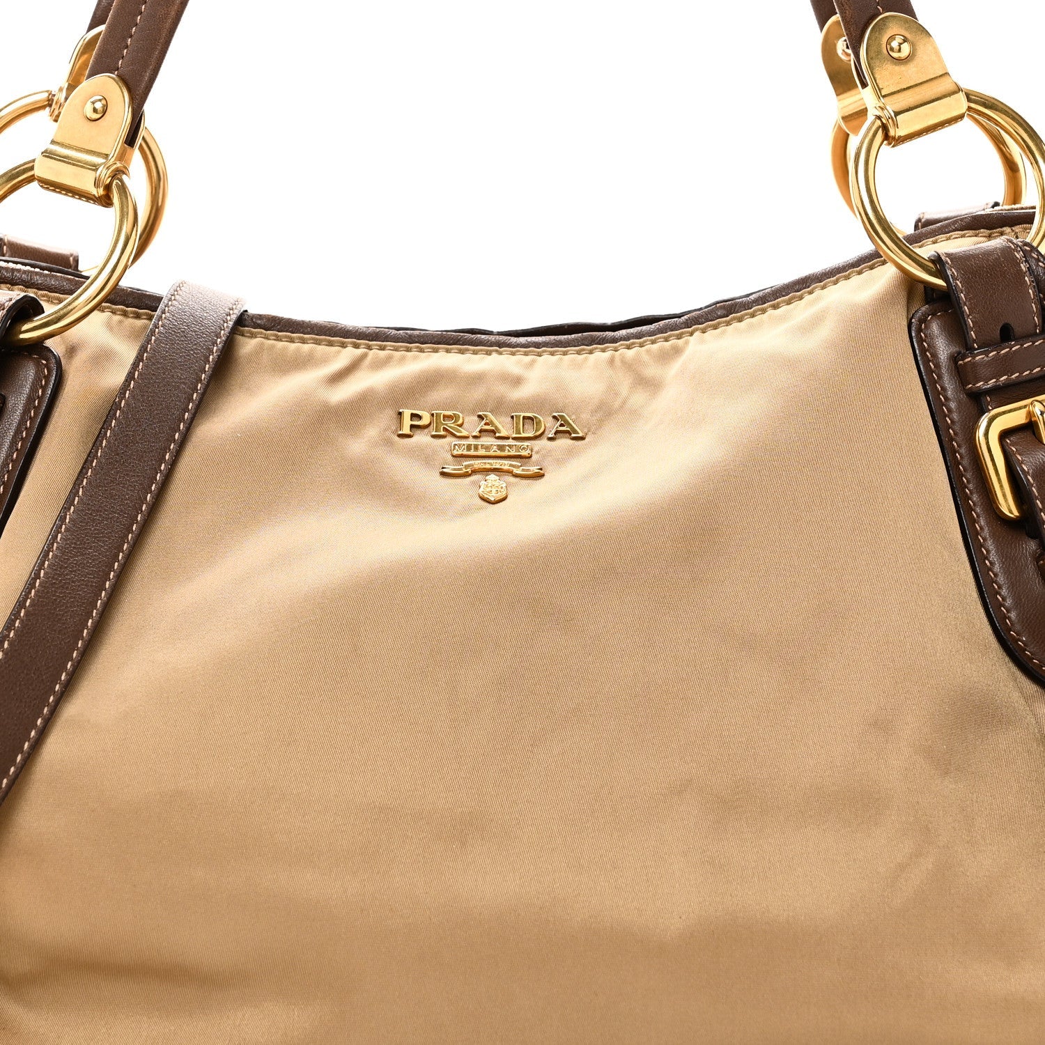 Tessuto Nylon Vitello Daino Satchel Tabacco