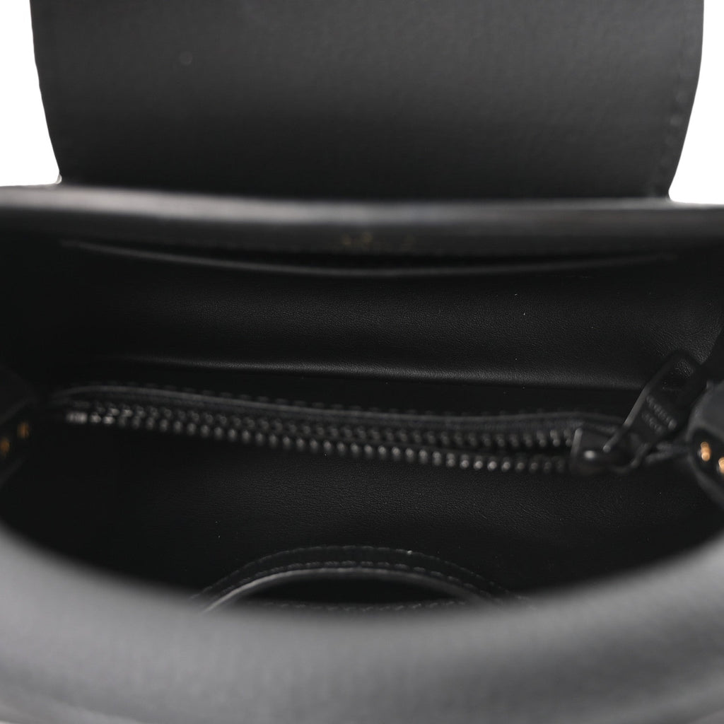 Matte Taurillon Capucines East West Mini All Black