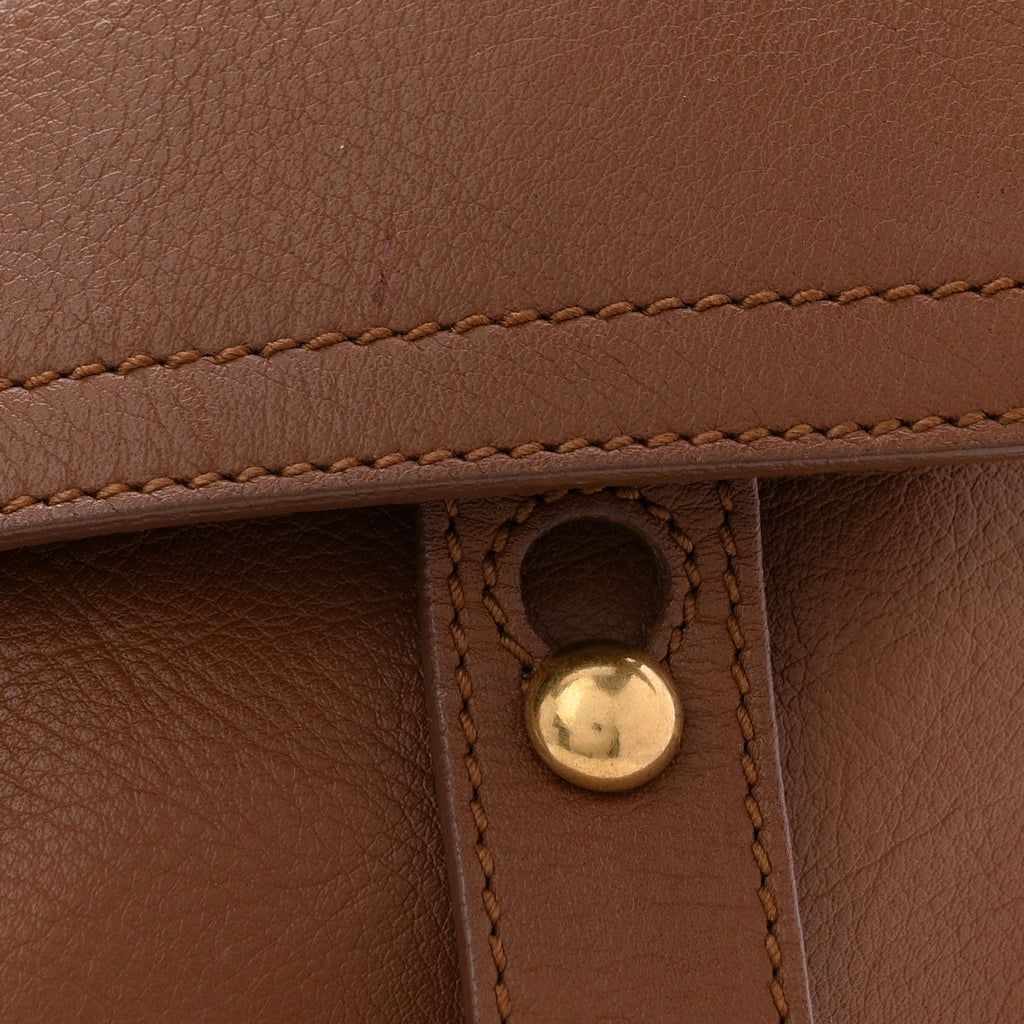 Calfskin Canvas Medium Muse Two Brown