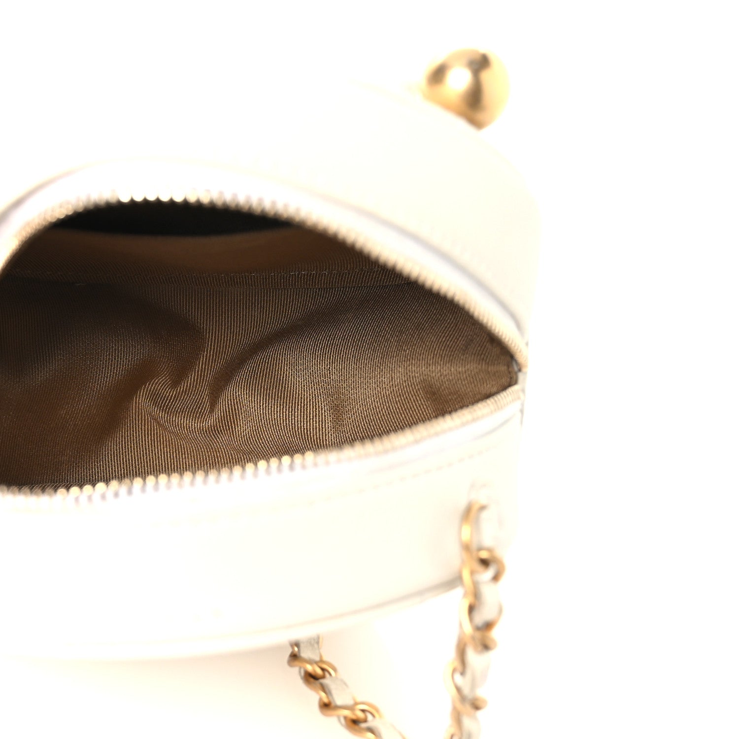 Lambskin Quilted Pearl Round Clutch With Chain White