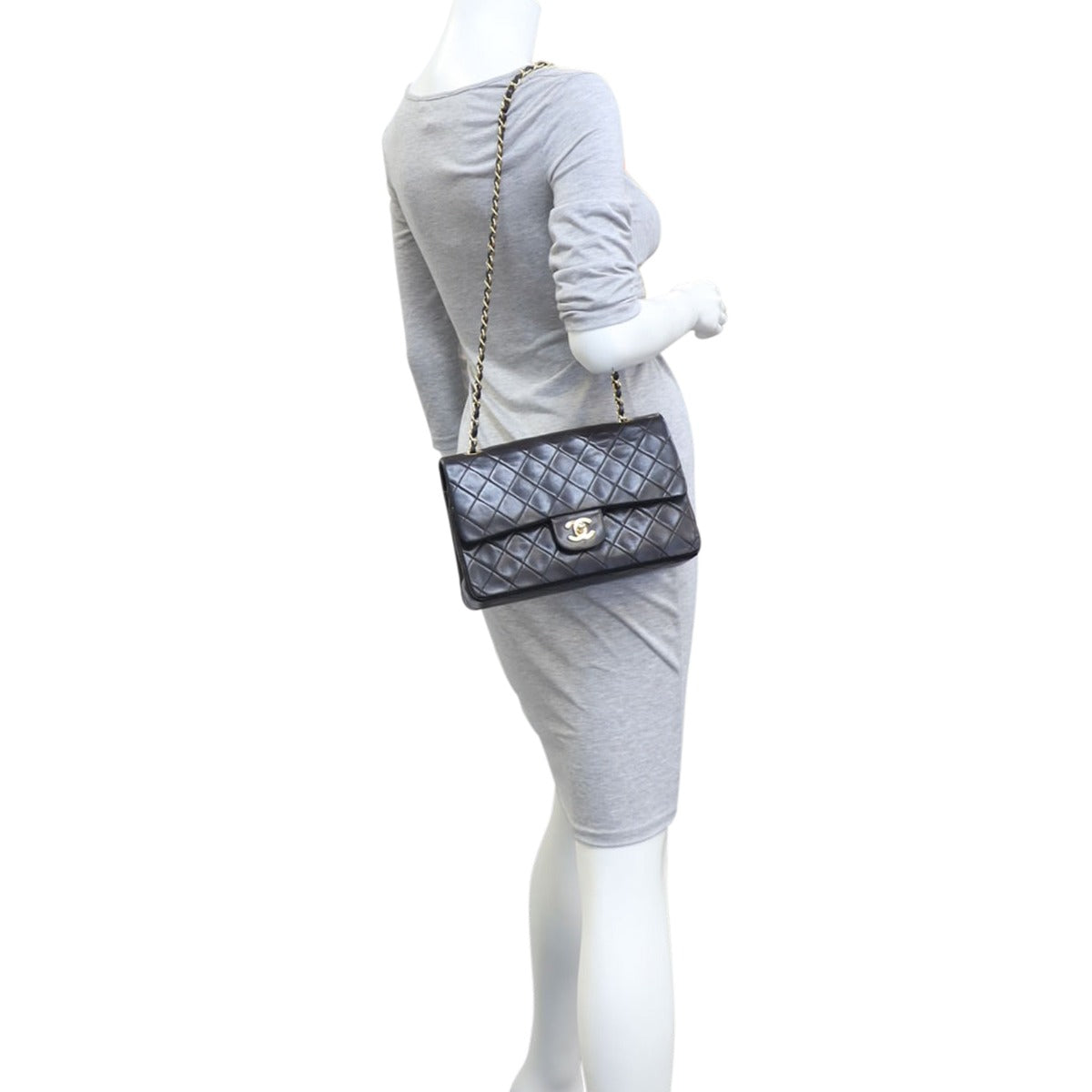 Chanel Classic Double Flap Medium | 2 Series Black Vintage Lambskin