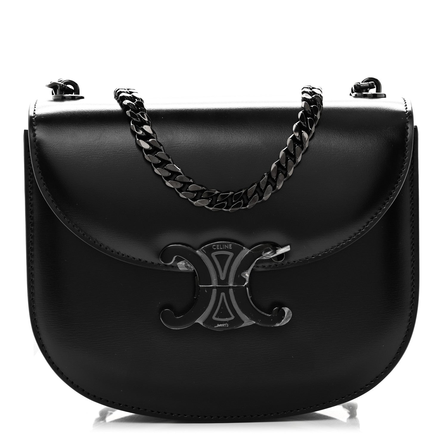 Calfskin Besace Clea Chain Triomphe Black