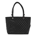 Calfskin Quilted Large Cambon Tote Black