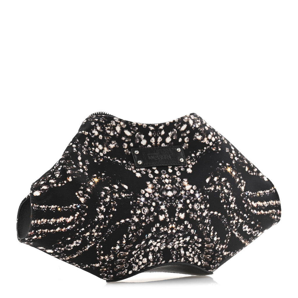 Silk Dandelion Print De Manta Clutch Black
