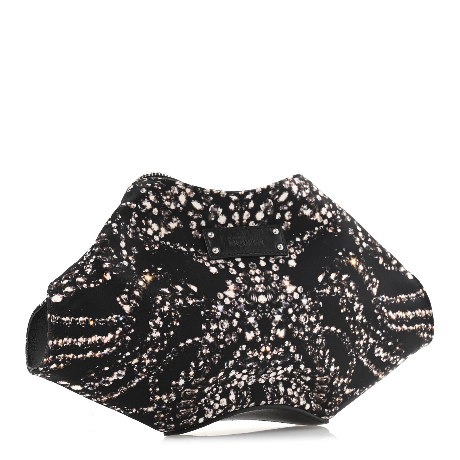 Silk Dandelion Print De Manta Clutch Black