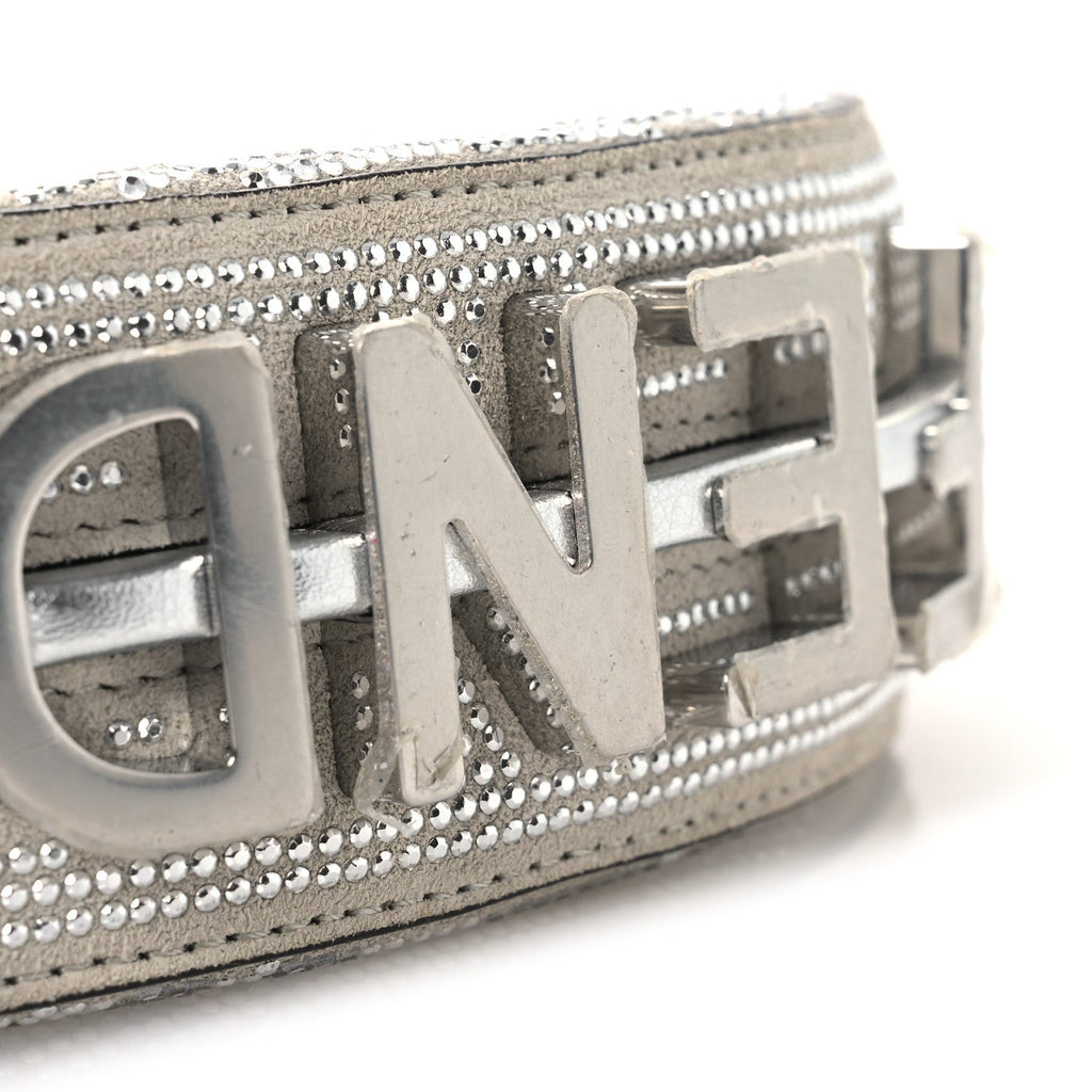 Crystal Vitello Laminato Suede FF Nano Fendigraphy Hobo Charm Grey