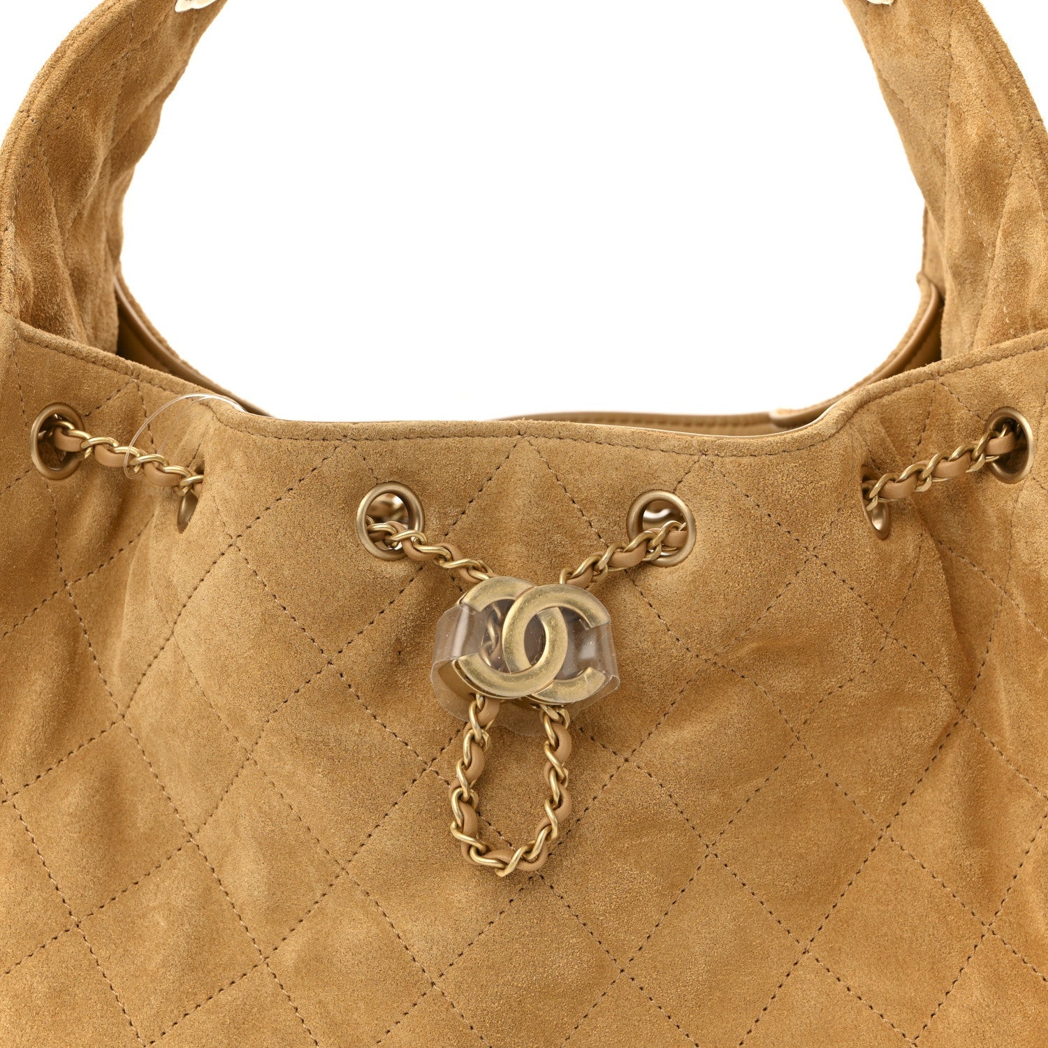 Suede Quilted Small Chanel 25 Handbag Beige