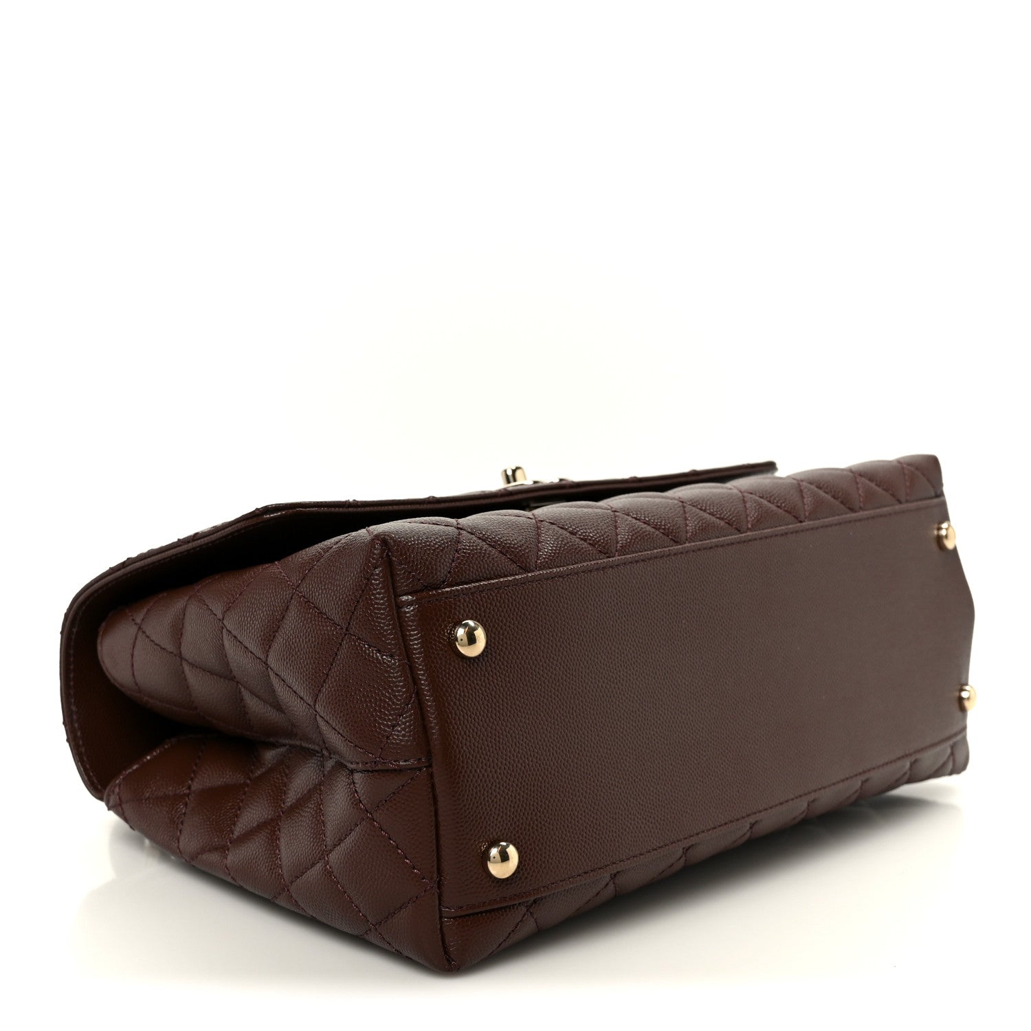 Caviar Quilted Small Coco Handle Flap Dark Brown