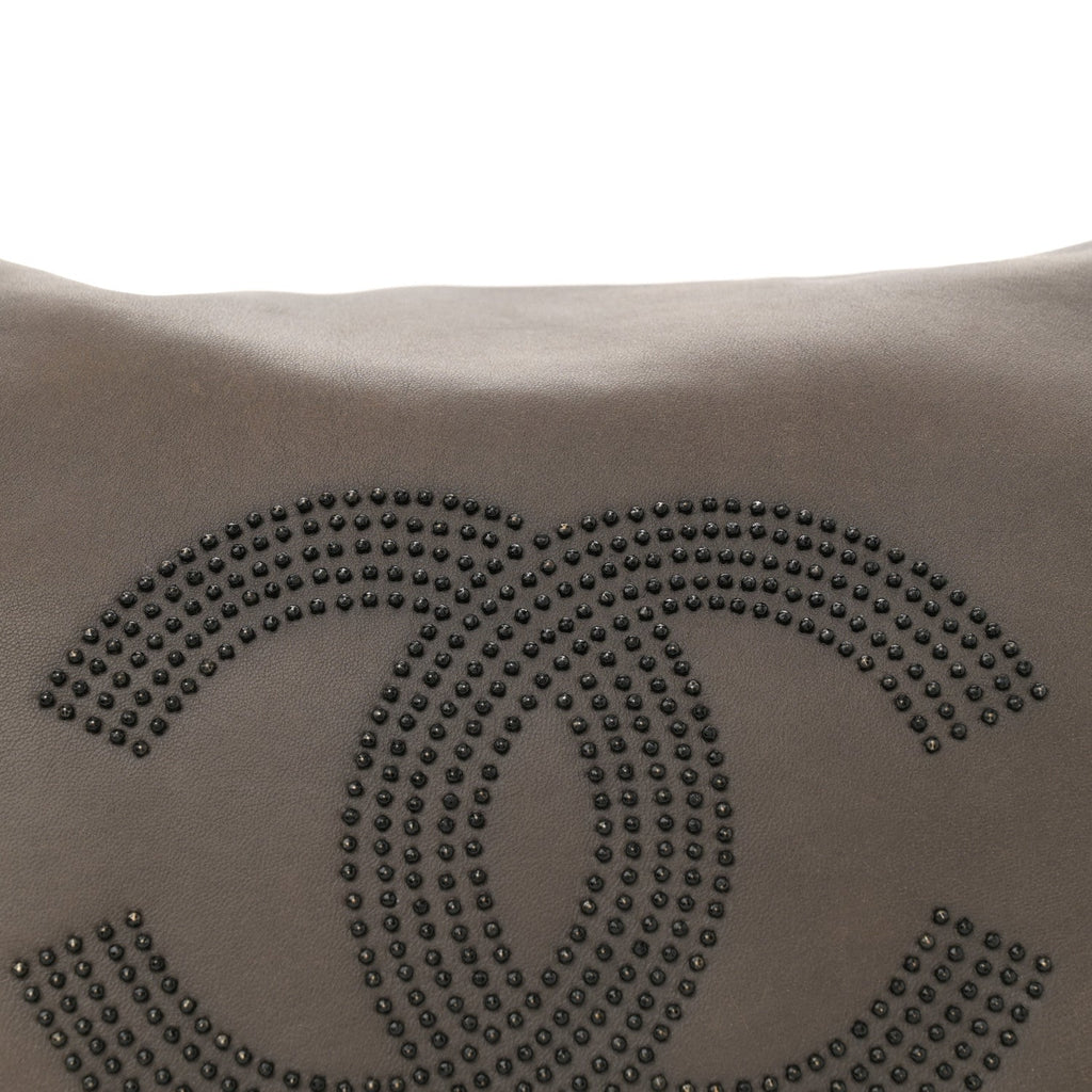 Lambskin Studded Accordion CC Flap Grey
