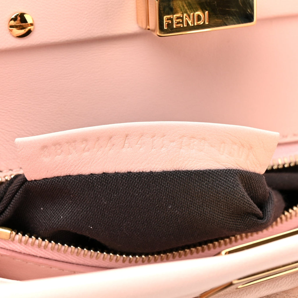 Shearling Nappa Macro FF 1974 Mini Peekaboo Iconic Satchel White Ice Cuoio Miele Scuro