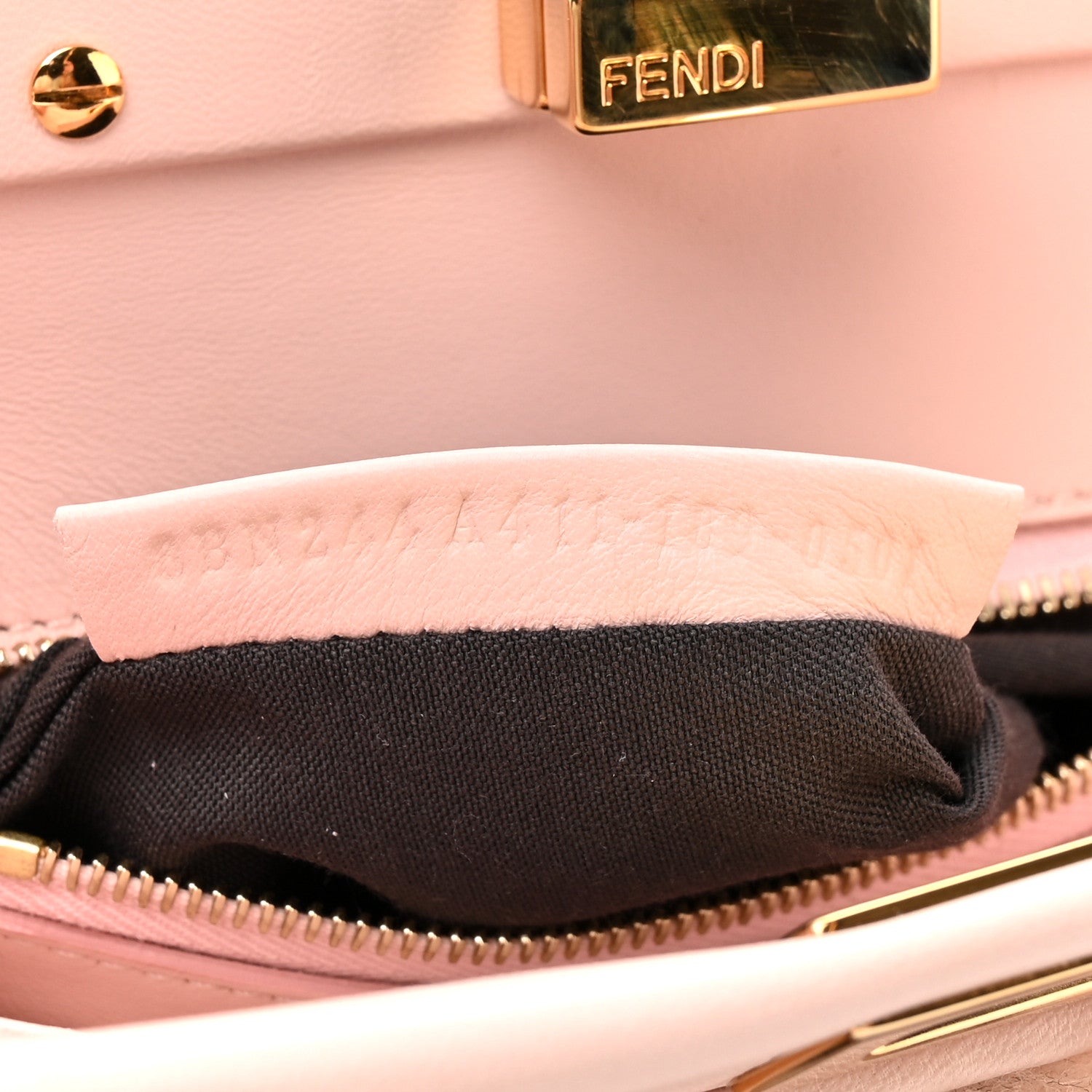 Shearling Nappa Macro FF 1974 Mini Peekaboo Iconic Satchel White Ice Cuoio Miele Scuro