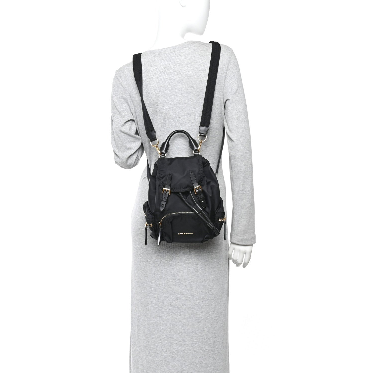 Nylon Small Crossbody Rucksack Backpack Black