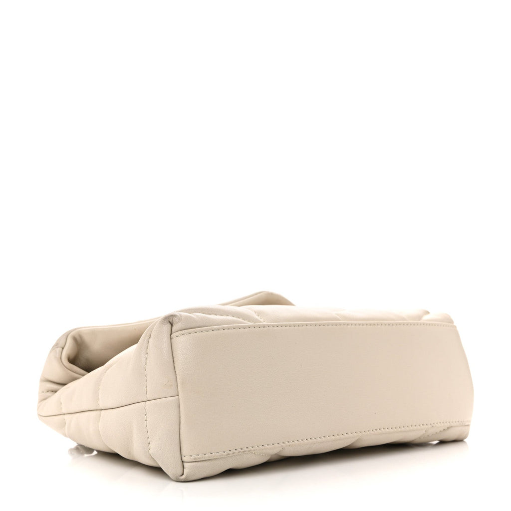 Lambskin Quilted Toy Loulou Puffer Monogram Chain Satchel Crema Soft