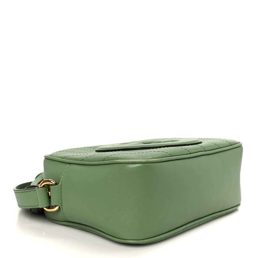 Sakai Be Green Calfskin Diagonal Stitched Small Blondie Shoulder Bag Light Green