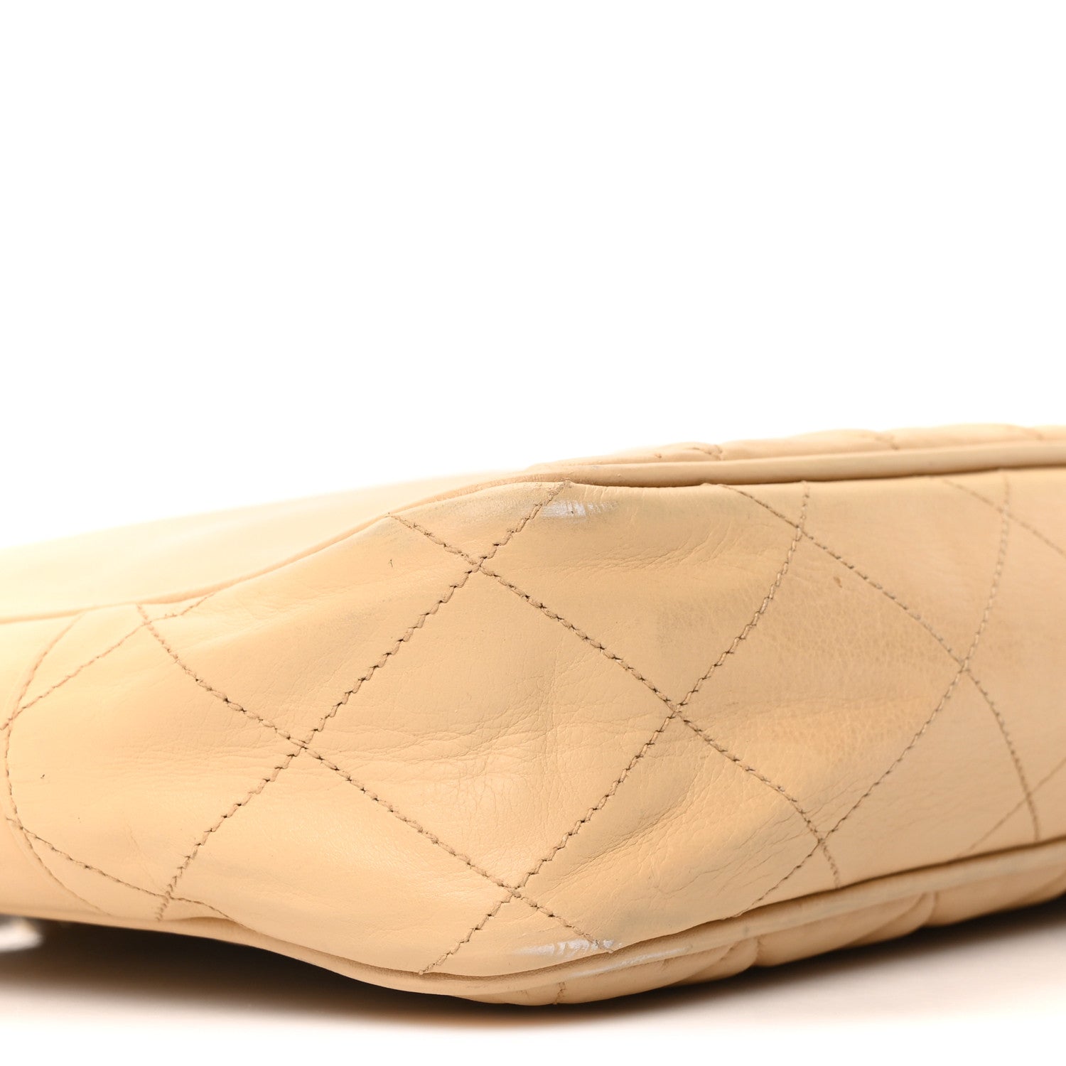 Lambskin Quilted Shopping Tote Beige