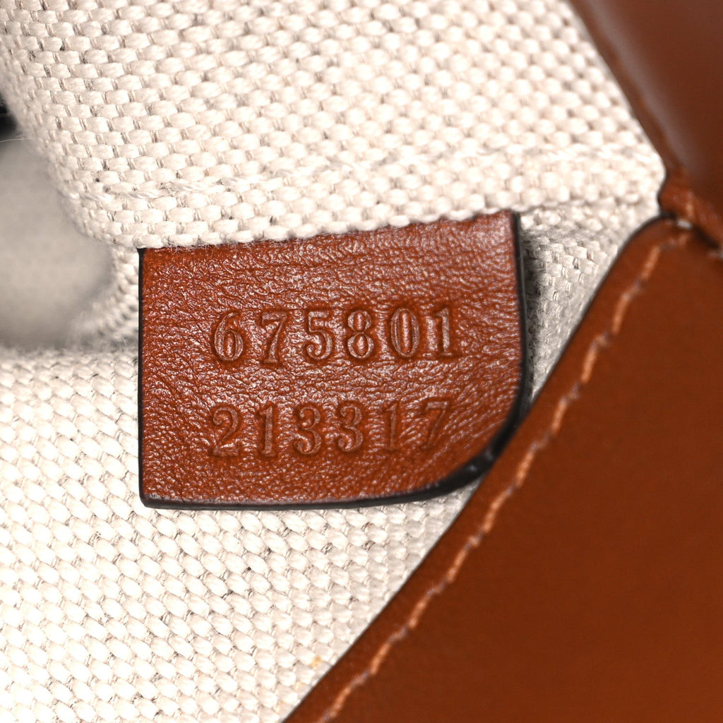 New Canvas Charisma Calfskin Crystal GG Monogram Mini Horsebit 1955 Shoulder Bag Camel Ebony