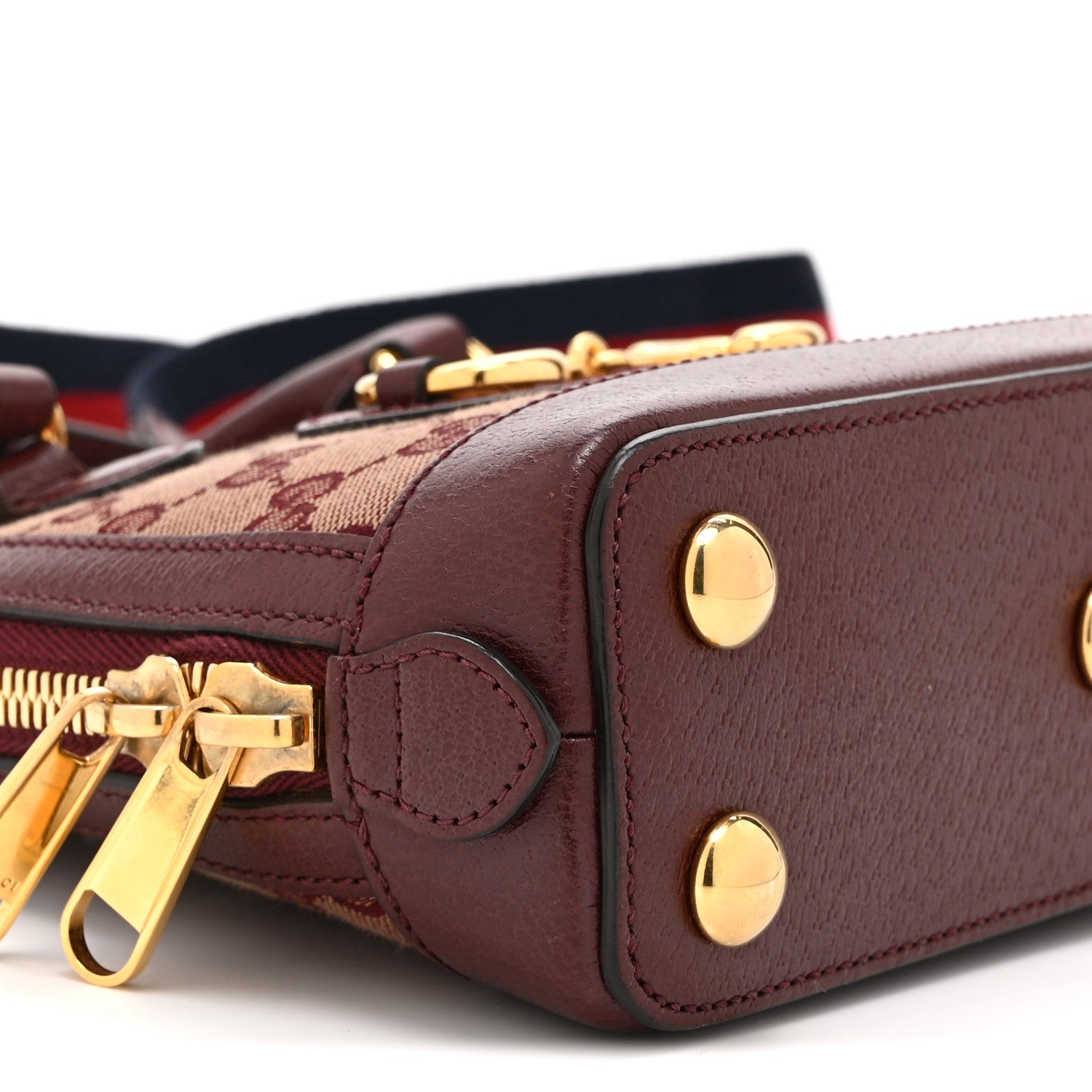 Monogram Textured Dollar Calfskin Mini Horsebit 1955 Top Handle Bag Sahara Rubino Chardonnay