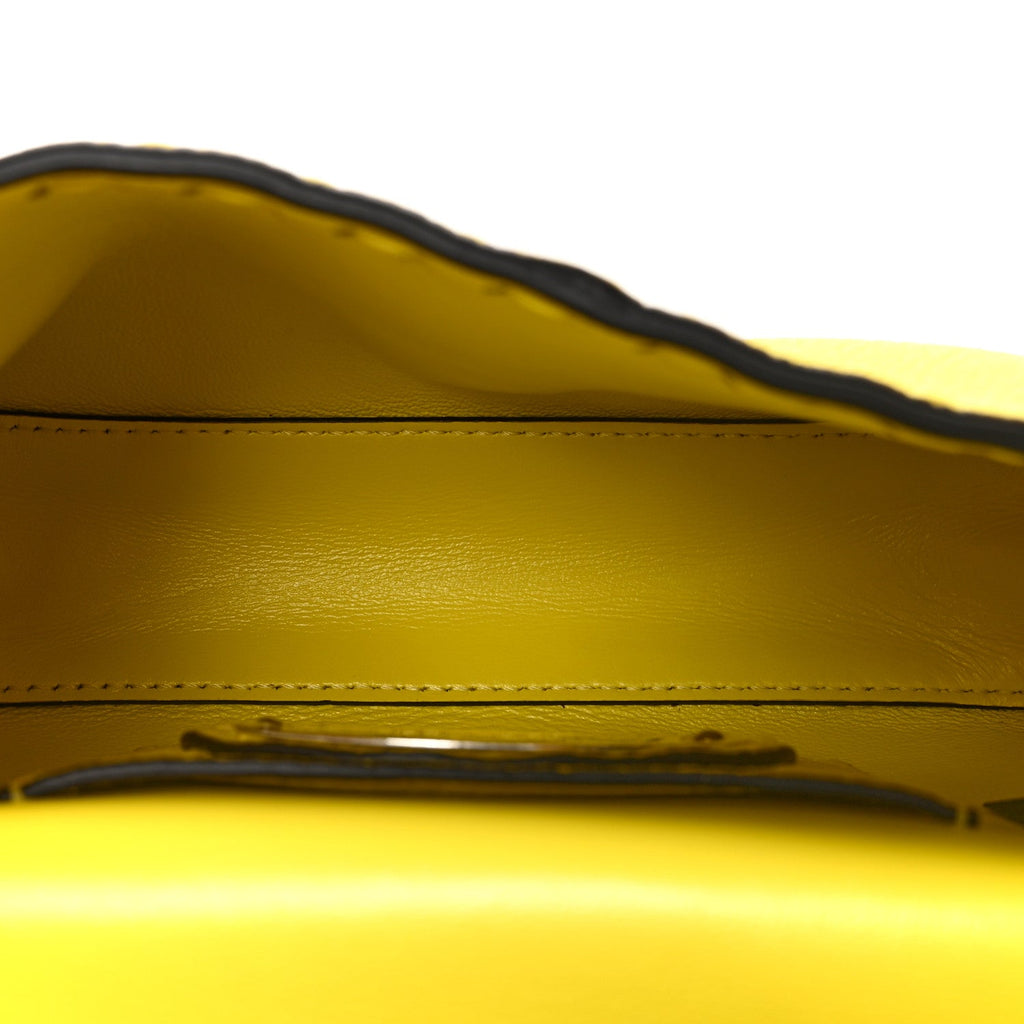 Cuoio Roma Sellerissima Nappa Sintetica Tape Stitch Mini Baguette Acid Yellow