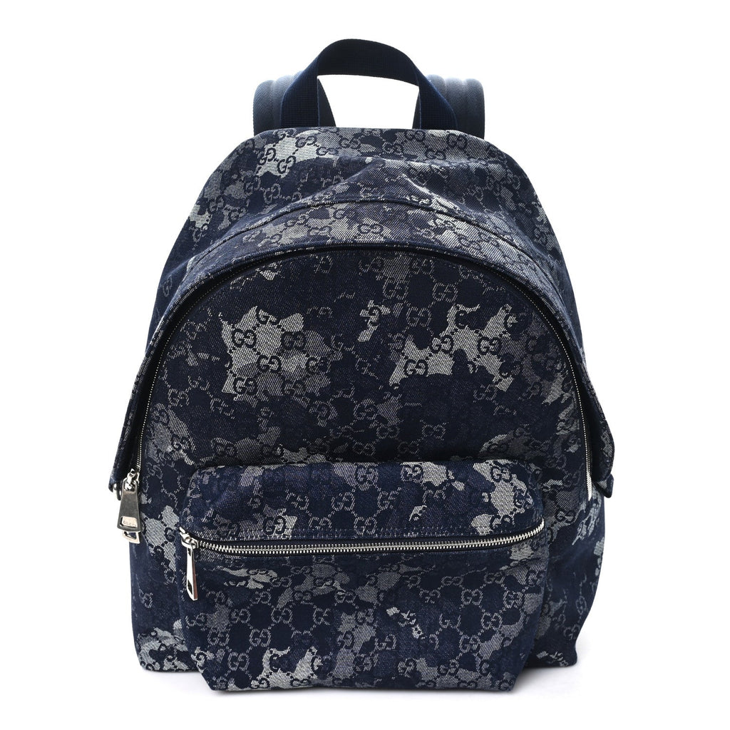 Denim Monogram Camouflage Large Backpack Blue