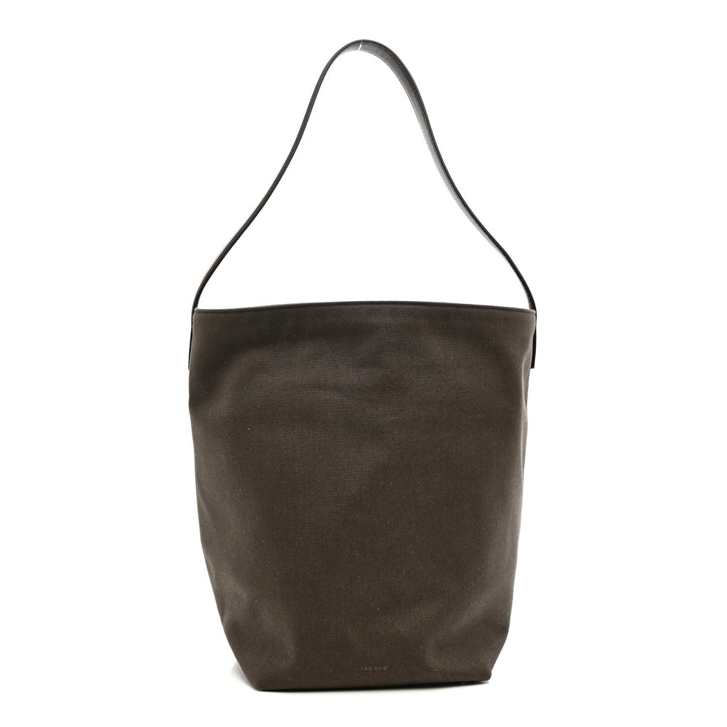 Canvas Calfskin Medium N/S Park Tote Taupe