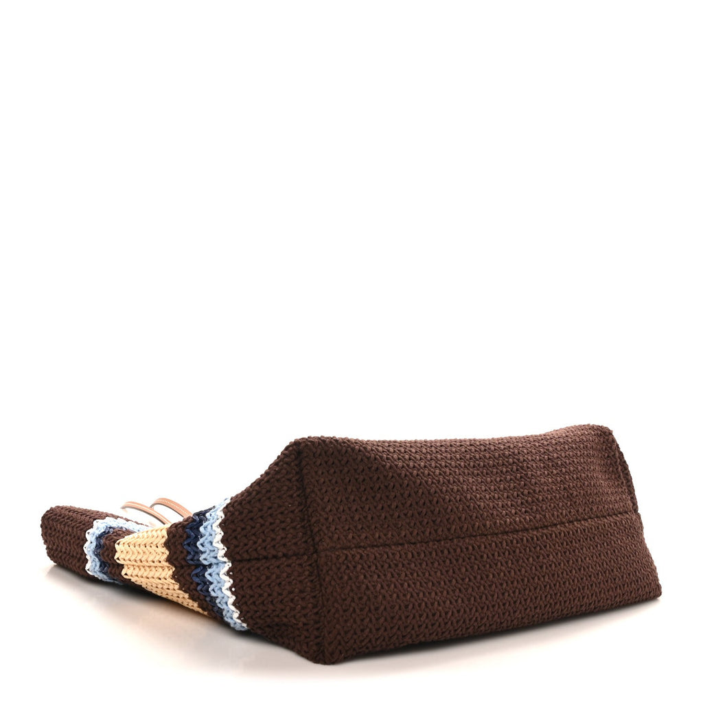 Raffia Effect Crochet Large Woven Tote Cocoa Brown Celeste Natural