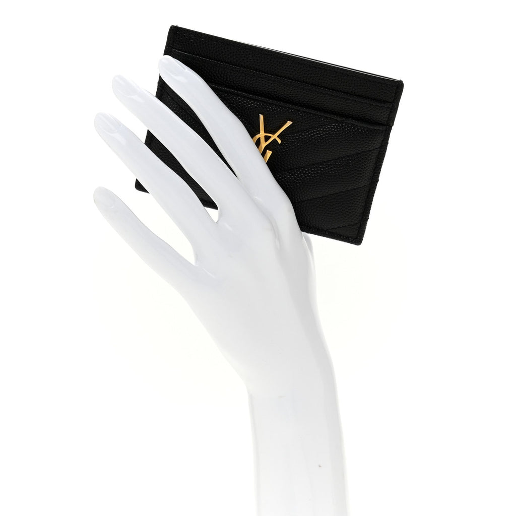 Grain De Poudre Matelasse Chevron Monogram Credit  Case Black