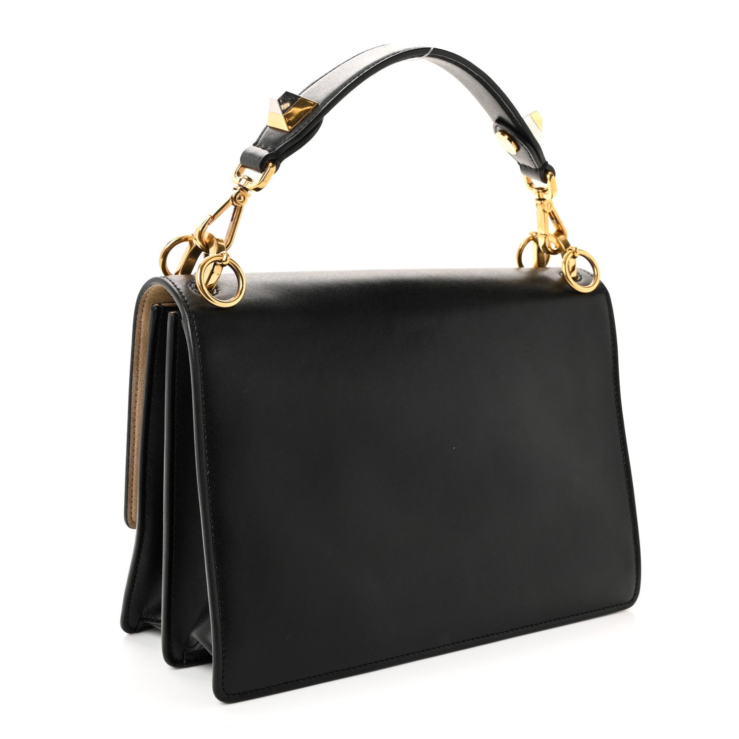 Vitello Liberty Lucido Metal Monster Eyes Studded Kan I Shoulder Bag Black