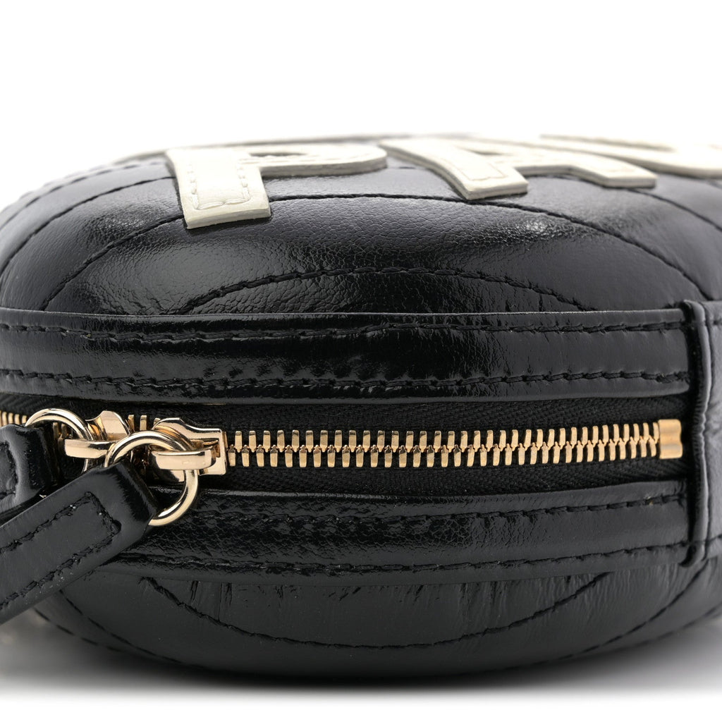 Lambskin Embroidered Chevron Quilted La Pausa Tassel Clutch Black