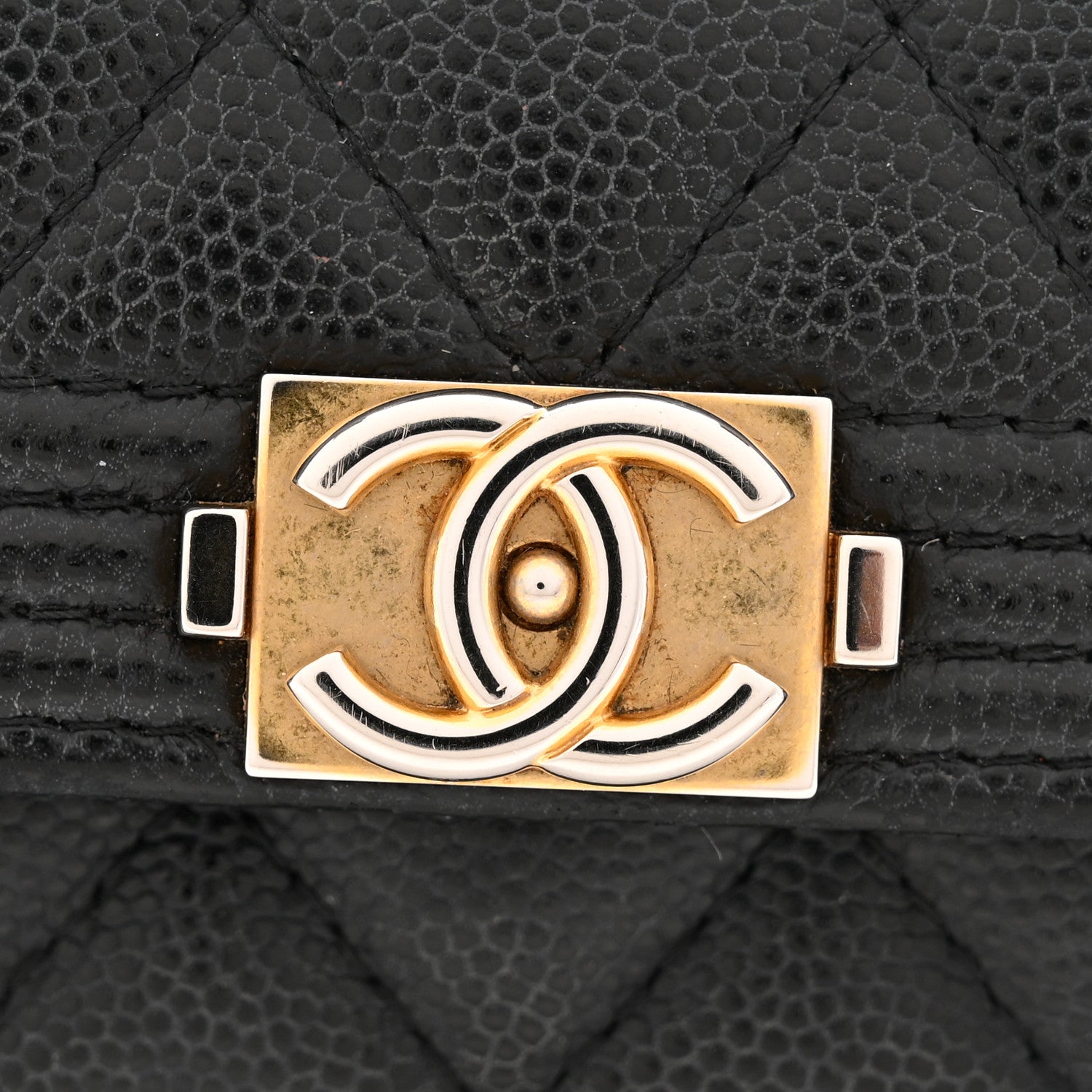 Caviar Quilted Boy Flap  Holder Black