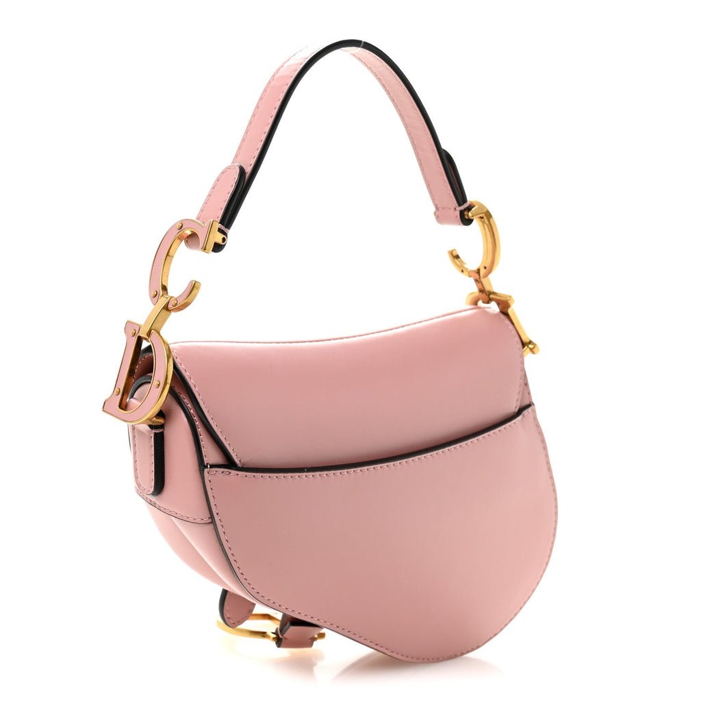 Smooth Calfskin Mini Saddle Bag Antique Pink