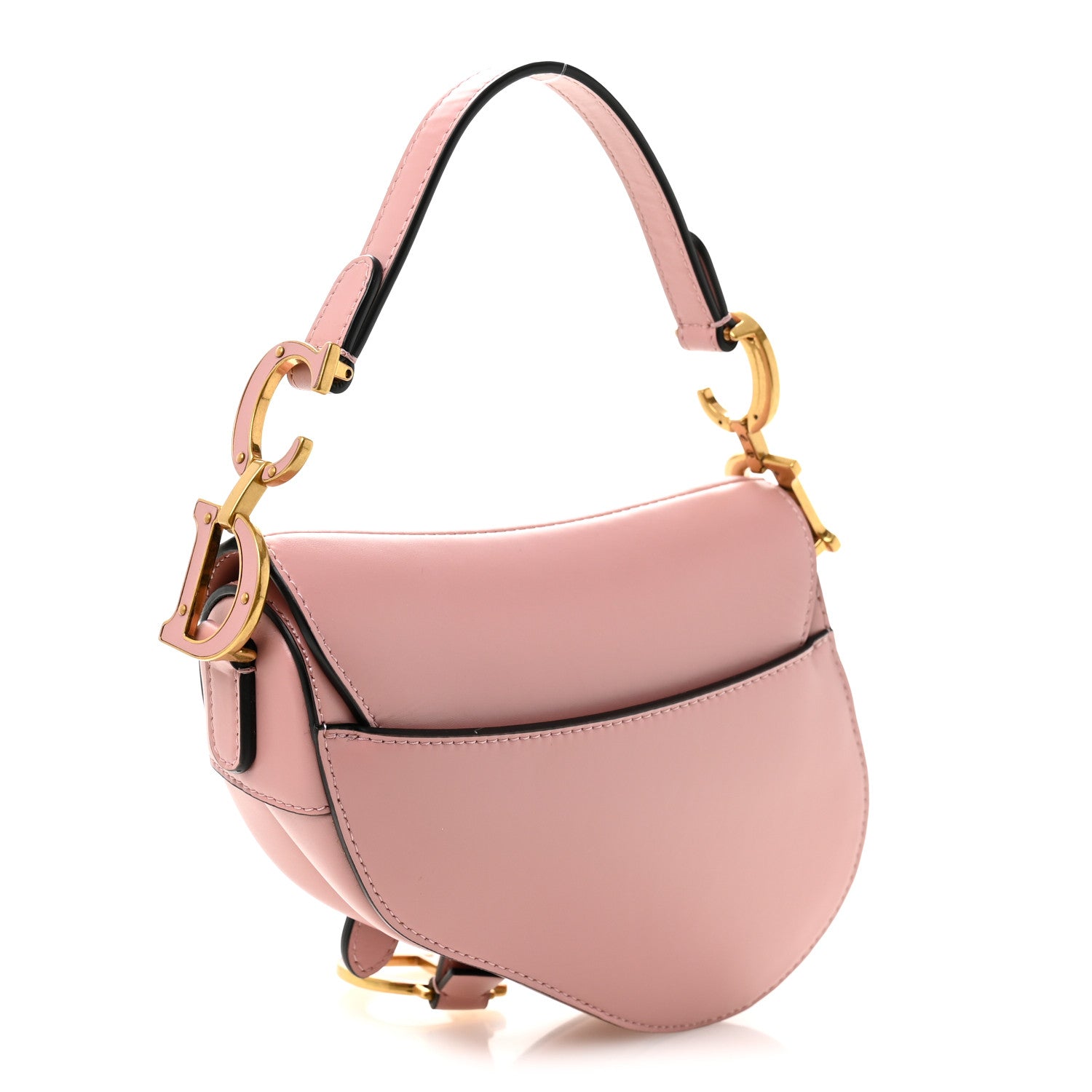 Smooth Calfskin Mini Saddle Bag Antique Pink