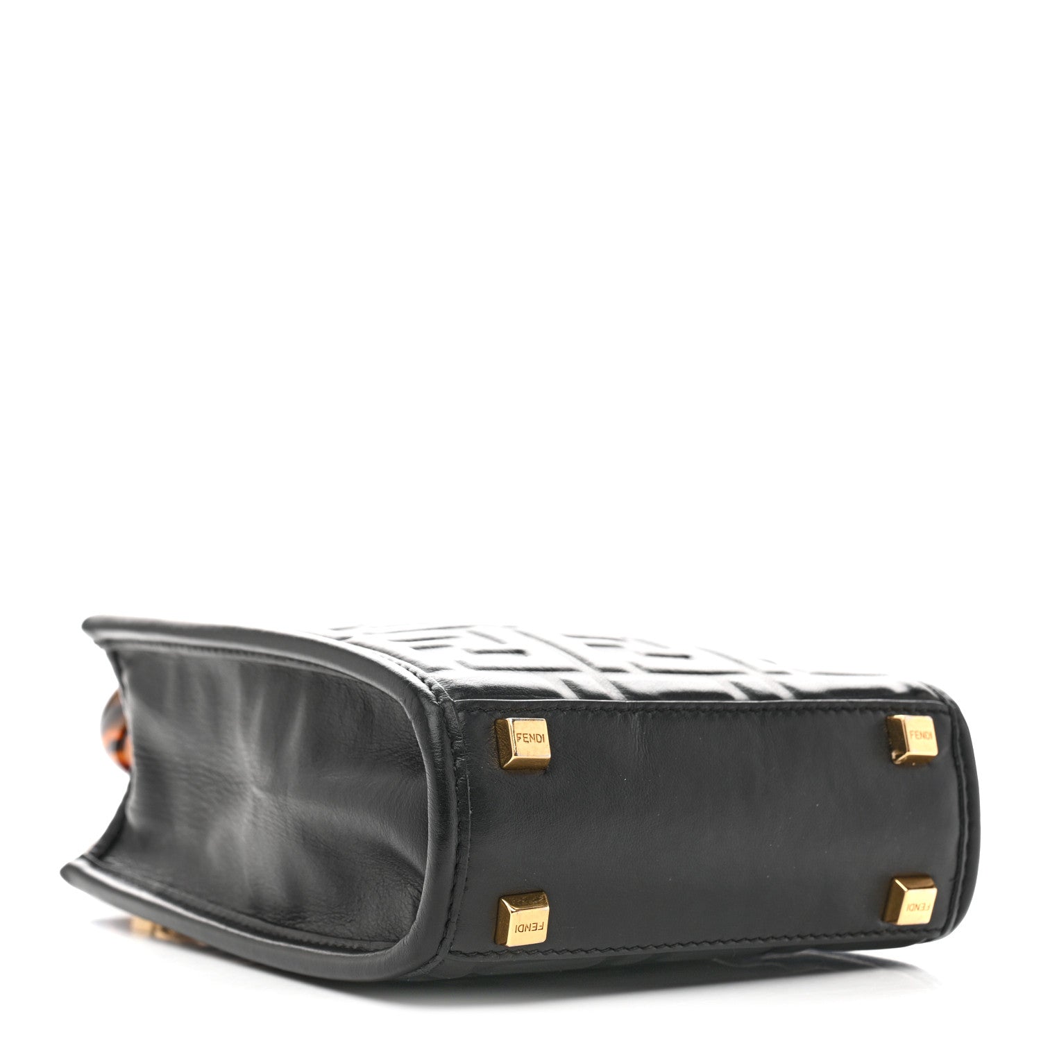 Vitello Plexiglass FF Embossed Mini Fendi Sunshine Shopper Tote Black