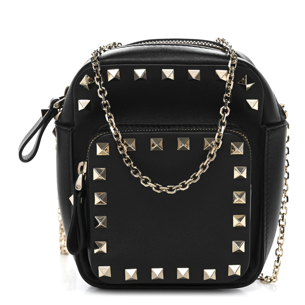 Calfskin Rockstud Crossbody Black