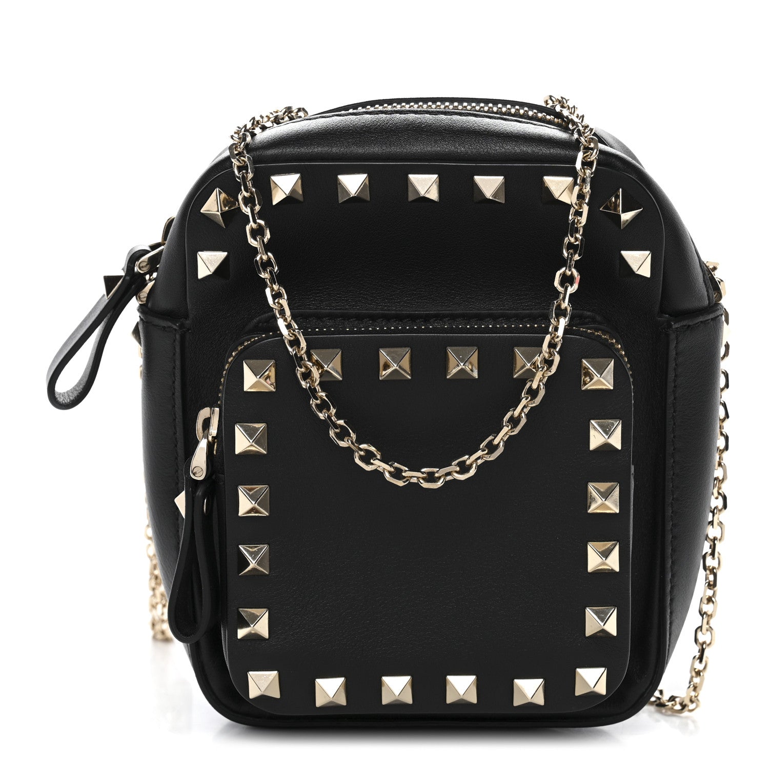 Calfskin Rockstud Crossbody Black