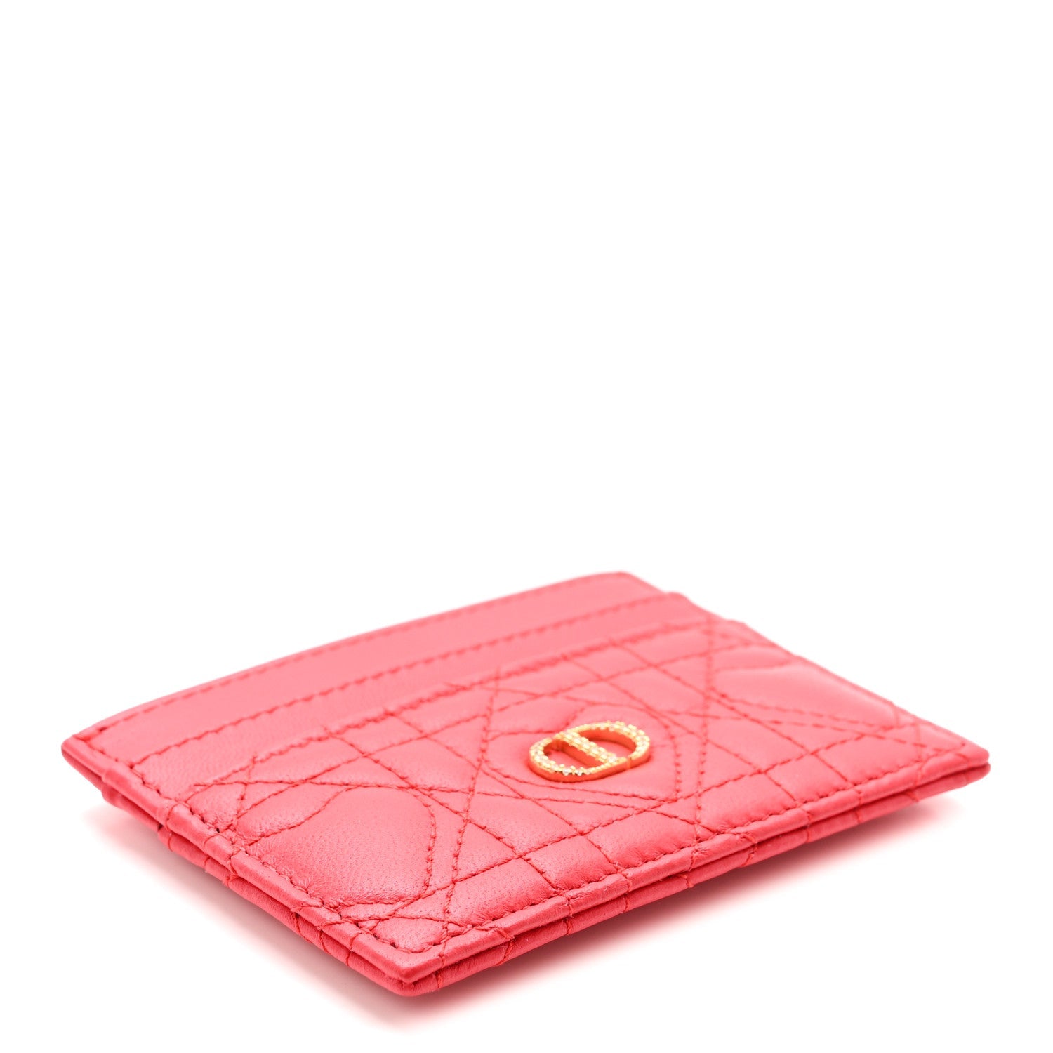 Lambskin Crystal Cannage Dioramour Jolie Freesia  Holder Red