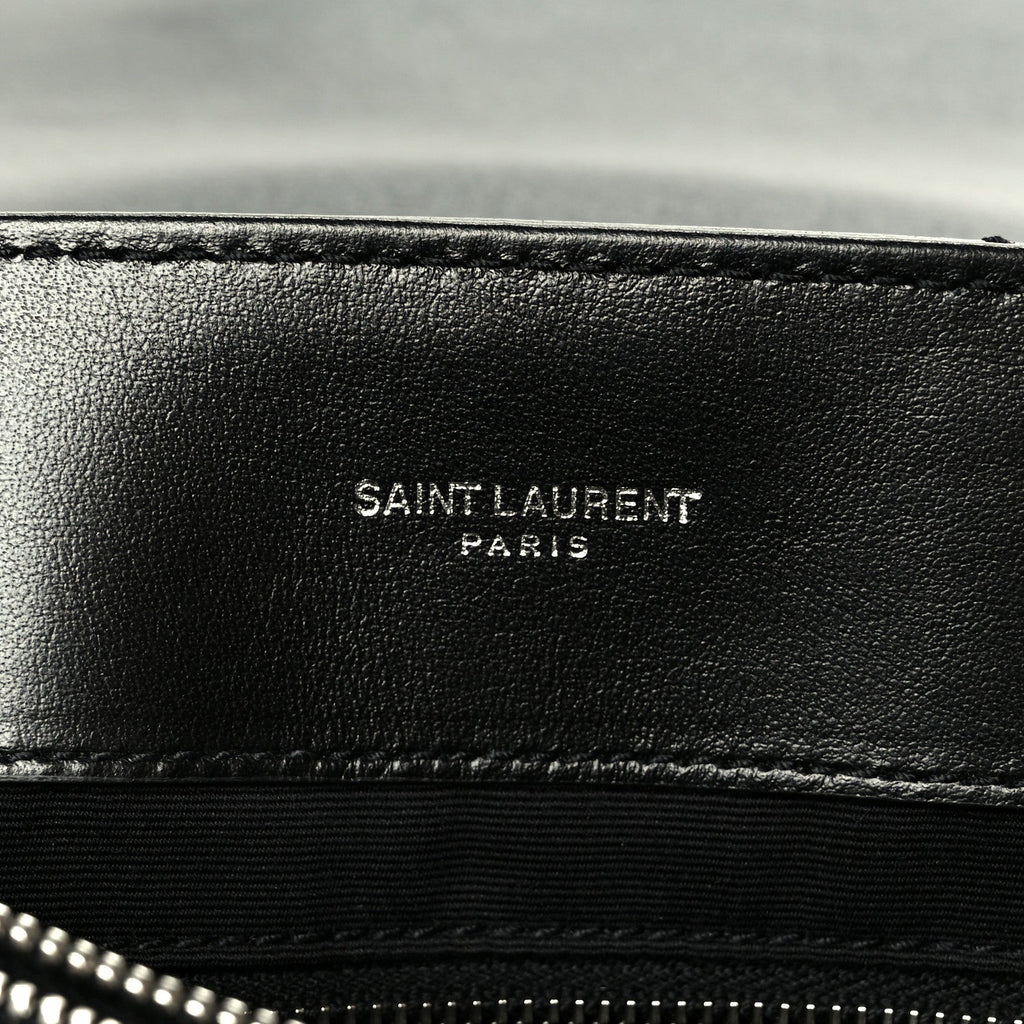 Calfskin Y Quilted Monogram Medium Loulou Chain Satchel Black