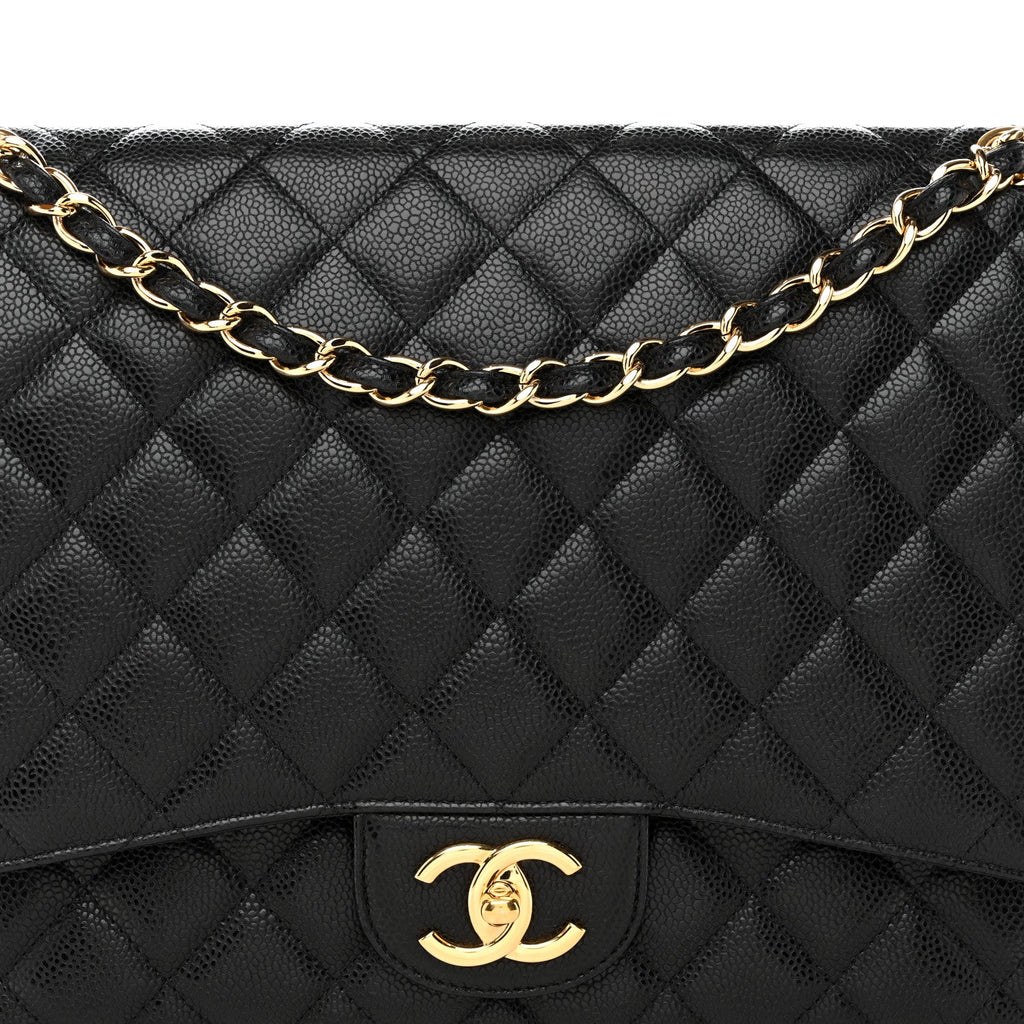 Caviar Quilted Maxi Double Flap Black