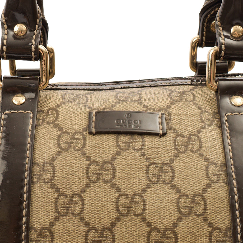 Gucci Top Handle Boston in GG Supreme, Leather