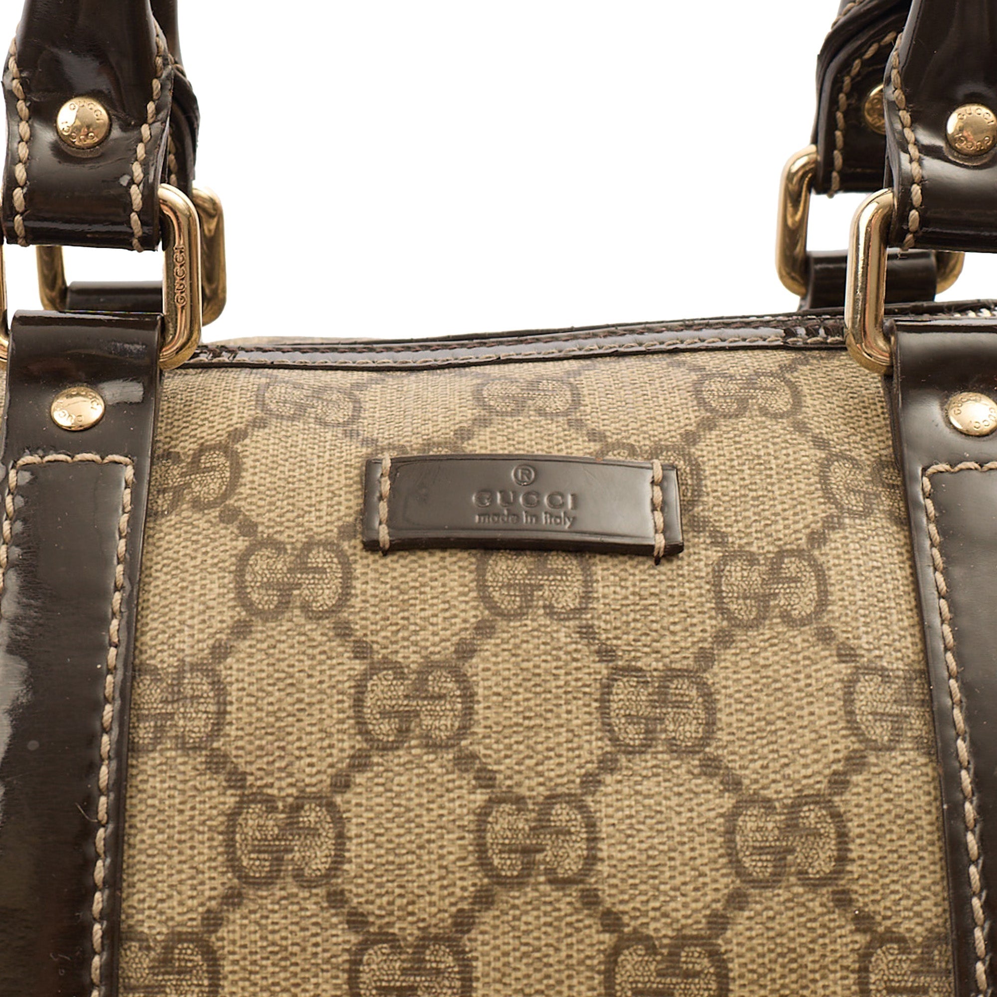 Gucci Top Handle Boston in GG Supreme, Leather