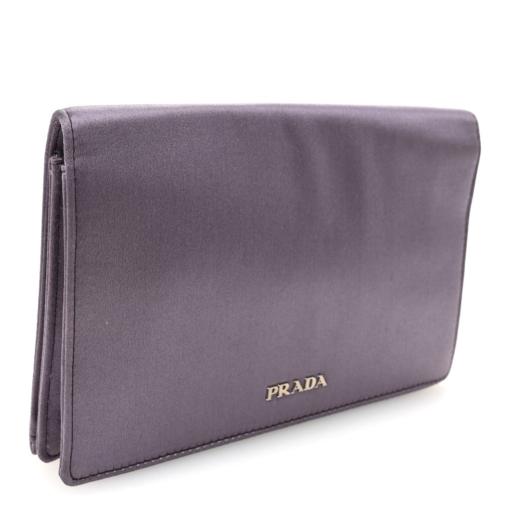 Satin Raso Crystal Embellished Clutch Mirtillo