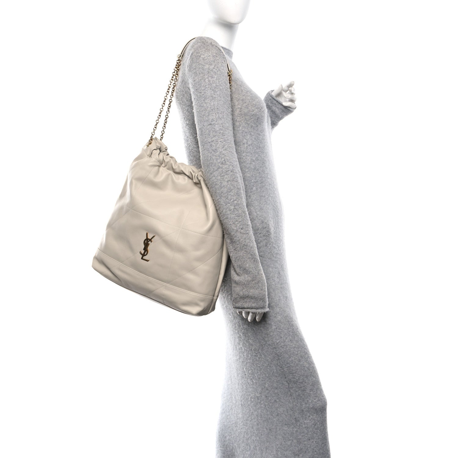 Lambskin Matelasse Monogram Large Jamie 4.3 Pochon Crema Soft