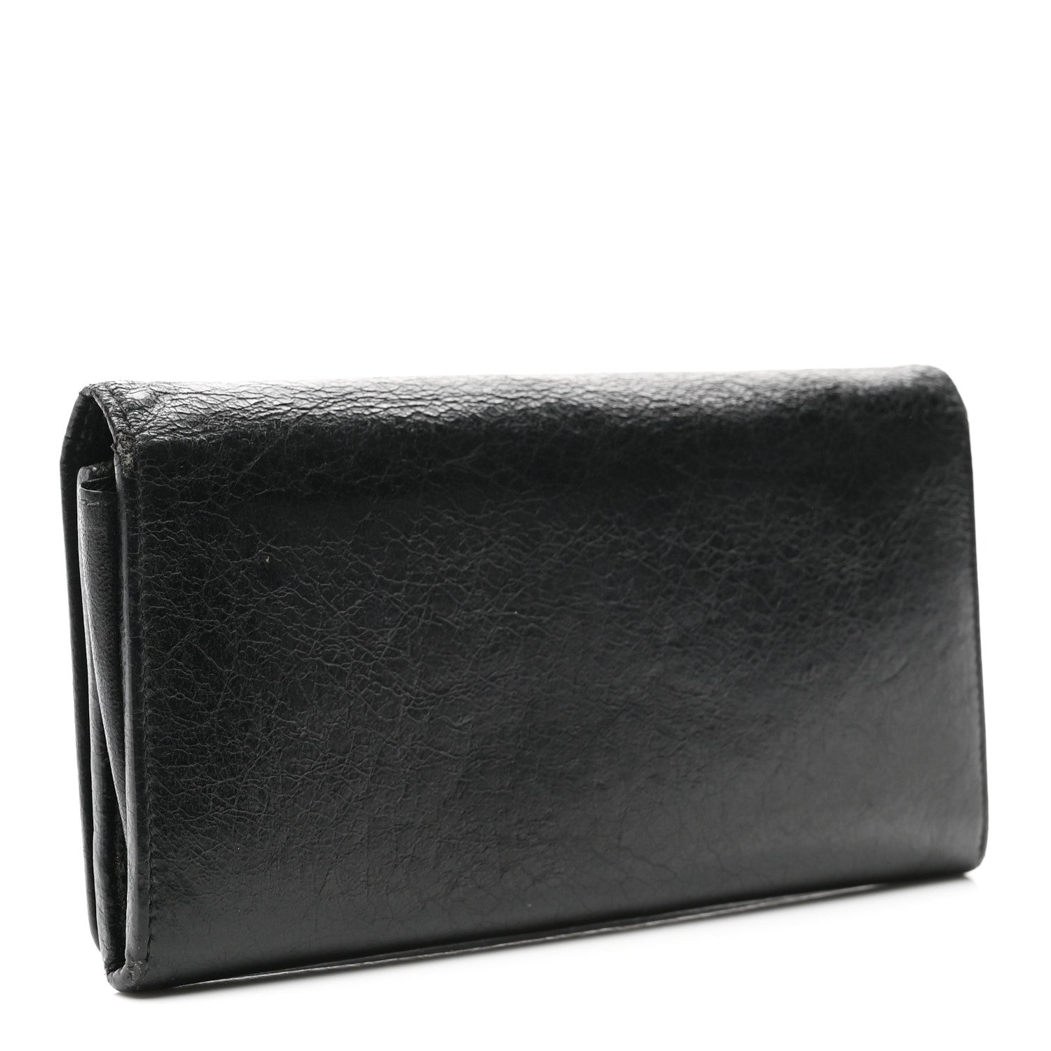 Agneau Giant 12 Gold Hardware Money Wallet Black
