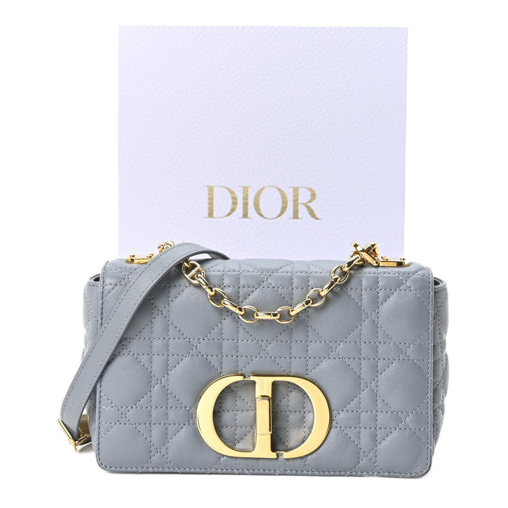 Calfskin Cannage Small Caro Bag Cloud Blue